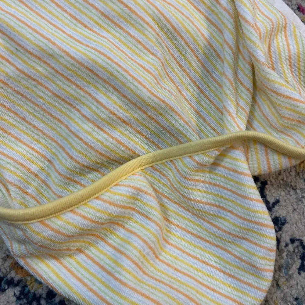 Babies R Us Baby Blanket 24x28 Striped Yellow Trim Hooded Geoffrey 2012 Cozy